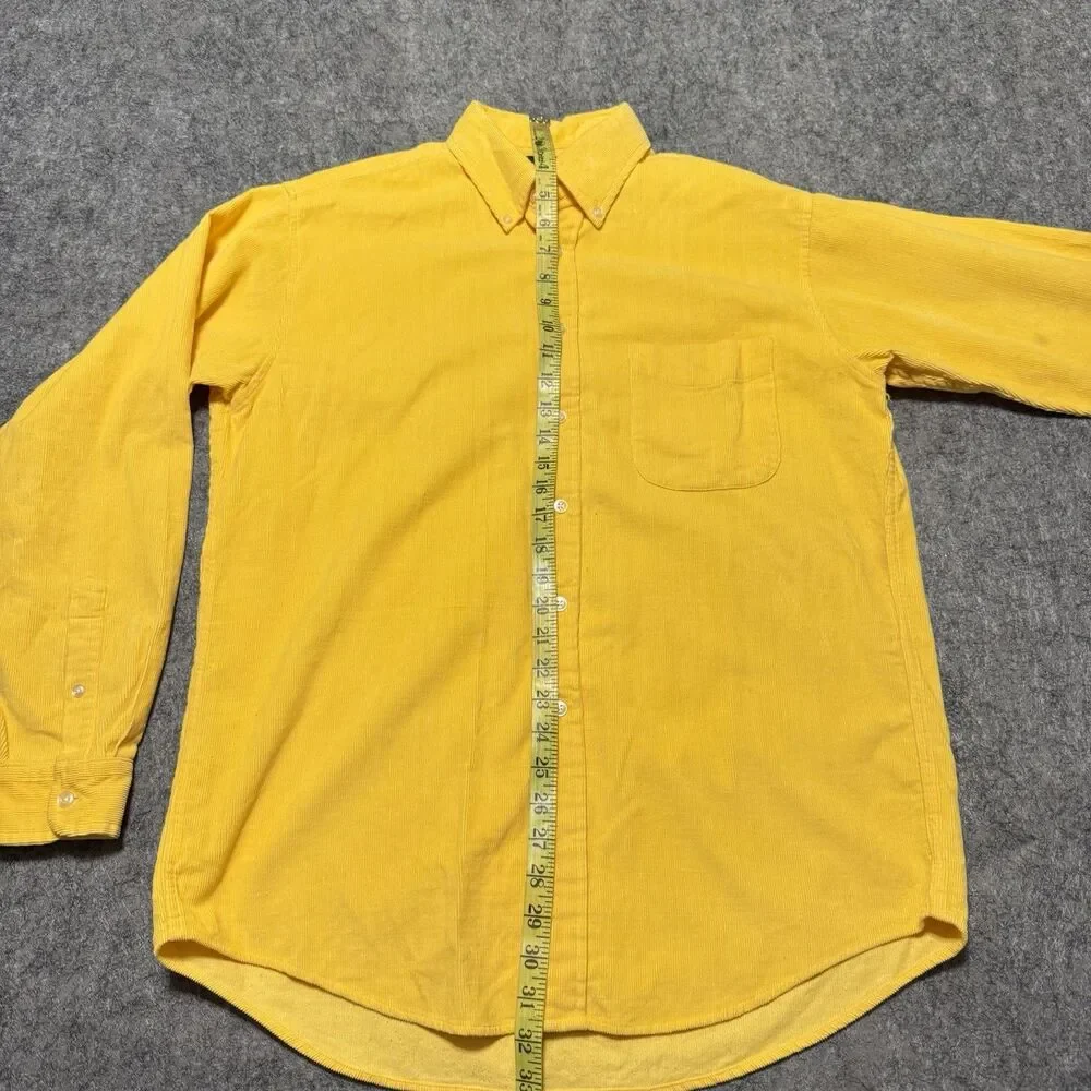 Vtg 90s JCrew Corduroy Shirt Mens M Yellow Button Down Oarsman Era Gorpcore